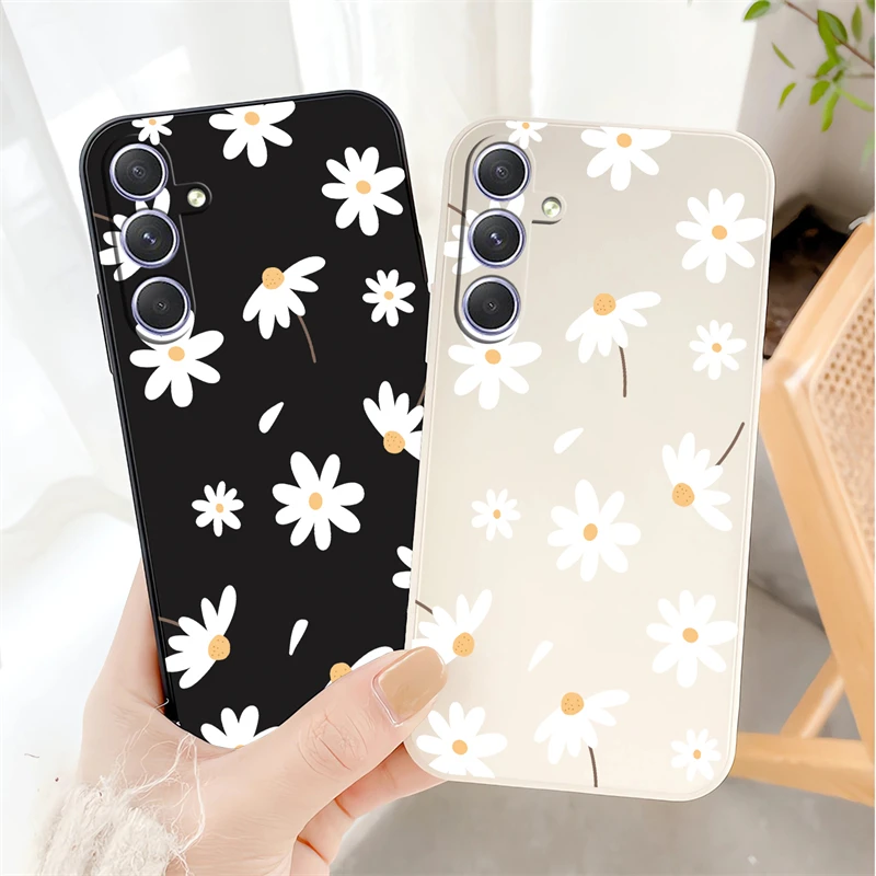 Korea Cute Little Daisies Flower Phone Case For Samsung Galaxy A53 A73 A54 A71 A72 A32 A33 A34 A31 A14 A24 Soft Silicone Cover