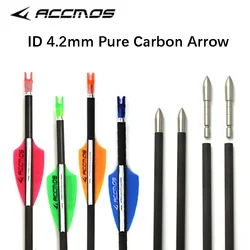 6/12pcs ID4.2mm Pure Carbon Arrow Spine 300 400 500 600 700 800 900 1000 1100 1300 1500 1800 with 1.75'' Arrow Vanes 4 Colors
