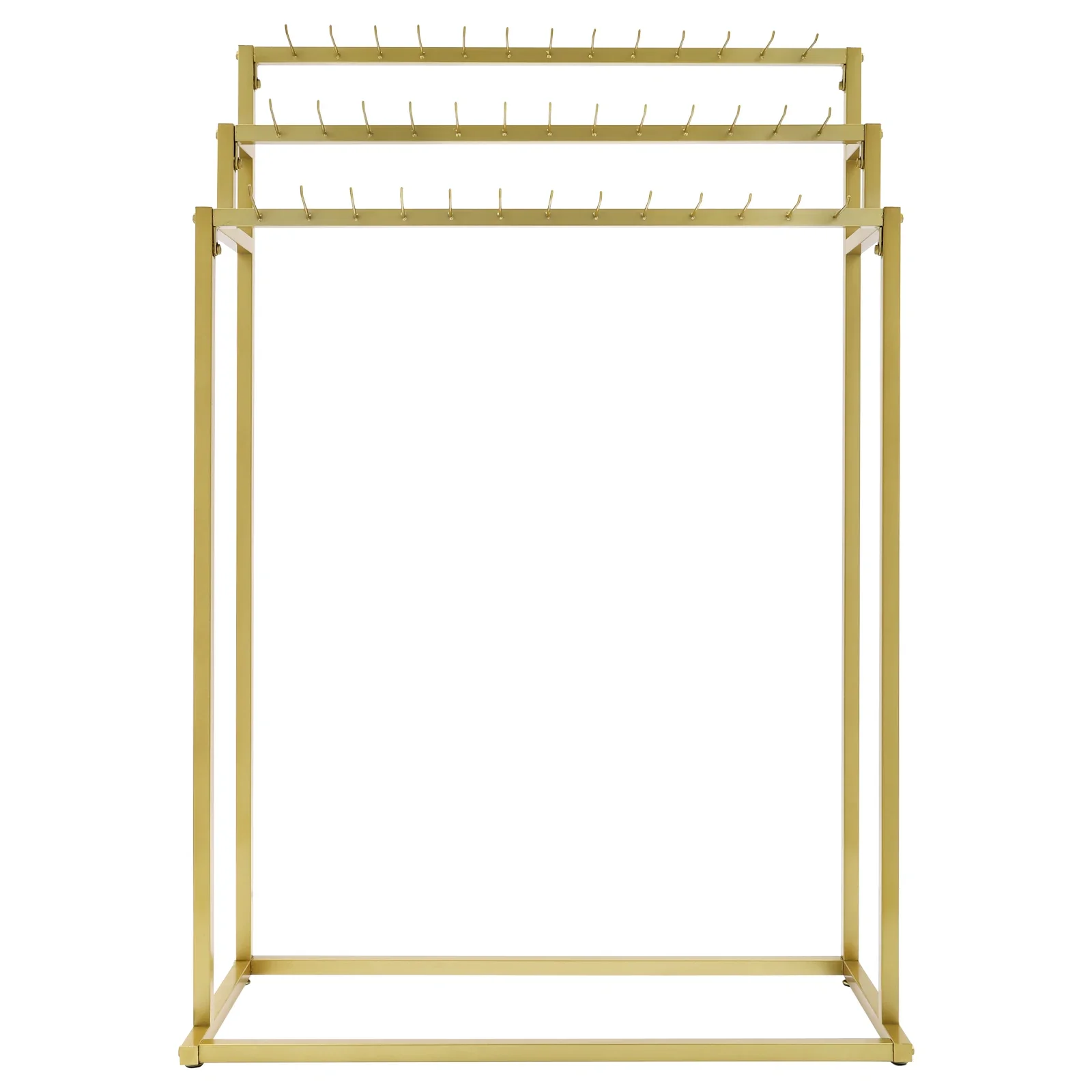 

3 Tiers Floor Mounted Belt Hanger Easy to Assemble with 39 Hooks for Display Belts, Ties, Wallets, Bags