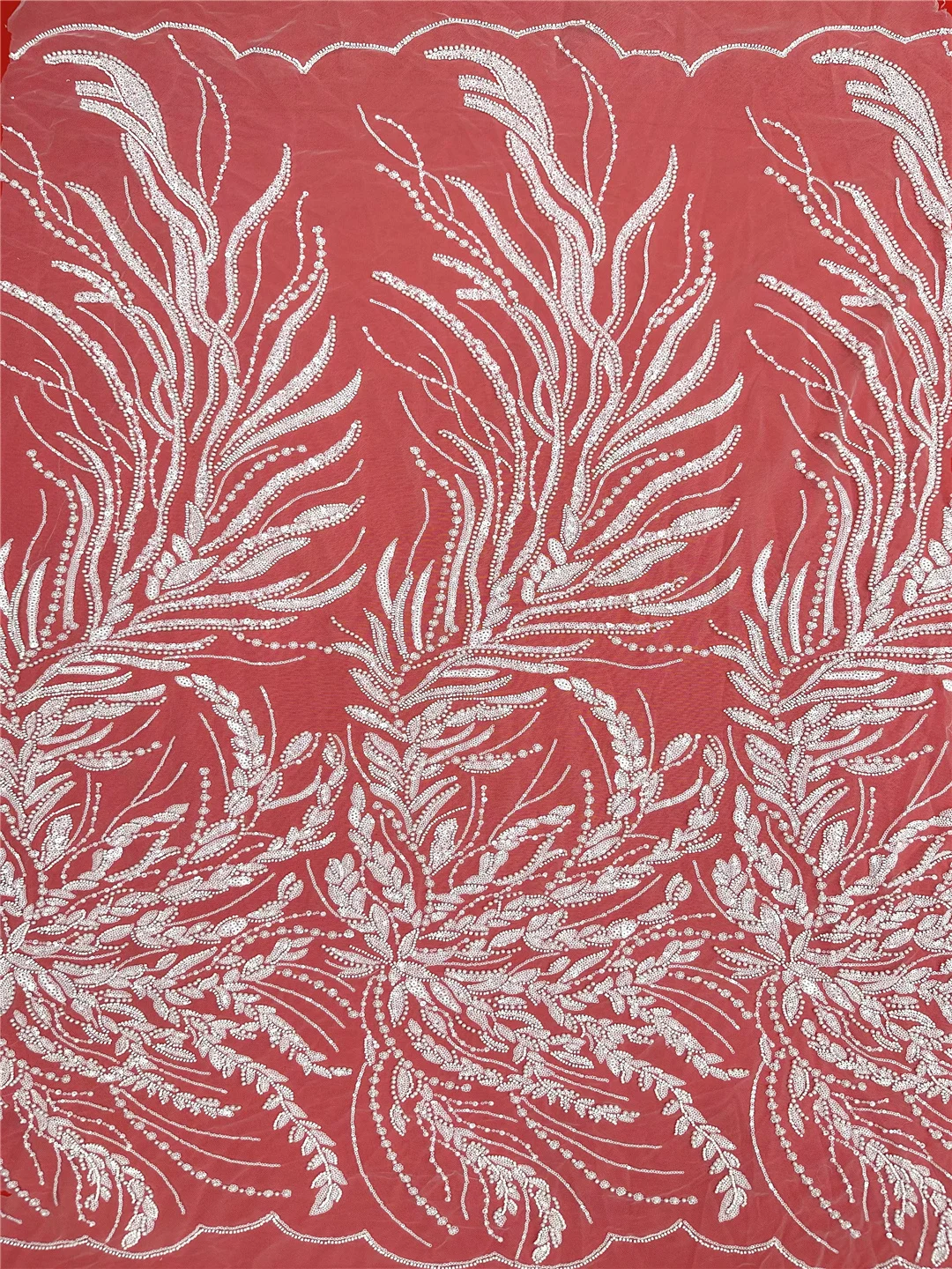 African Beads Groom Tulle lace Fabric High Quality Sequins Embroidery French Tulle Laces For Nigeiran Party Dress-SHIT1204