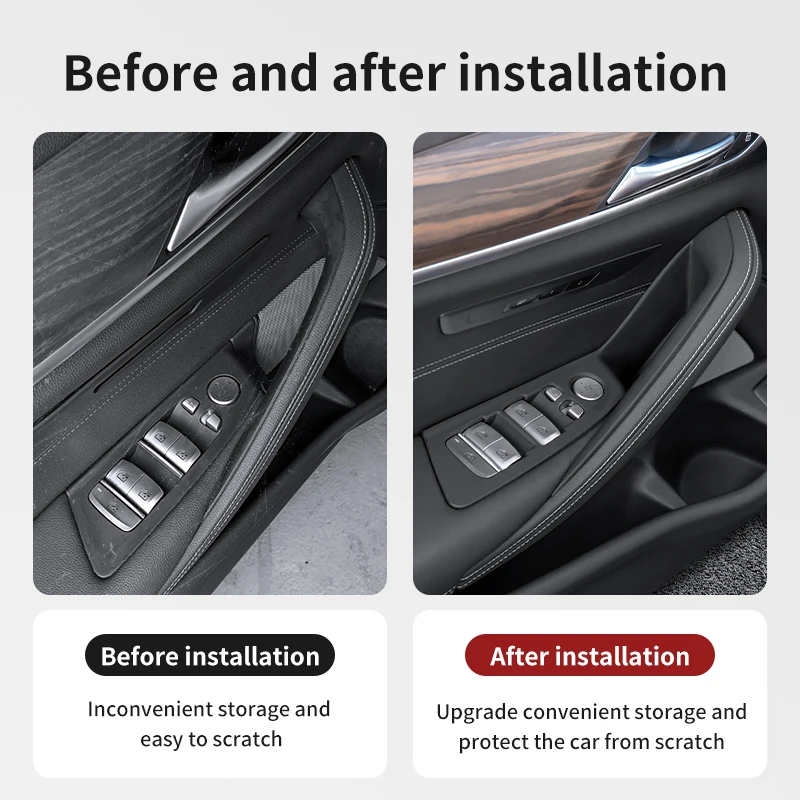For BMW 5 Series G30 G38 2018-2023 LHD Car Door Handle Storage Box Carbon Fiber Door Armrest Protector Phone Holder Organizer