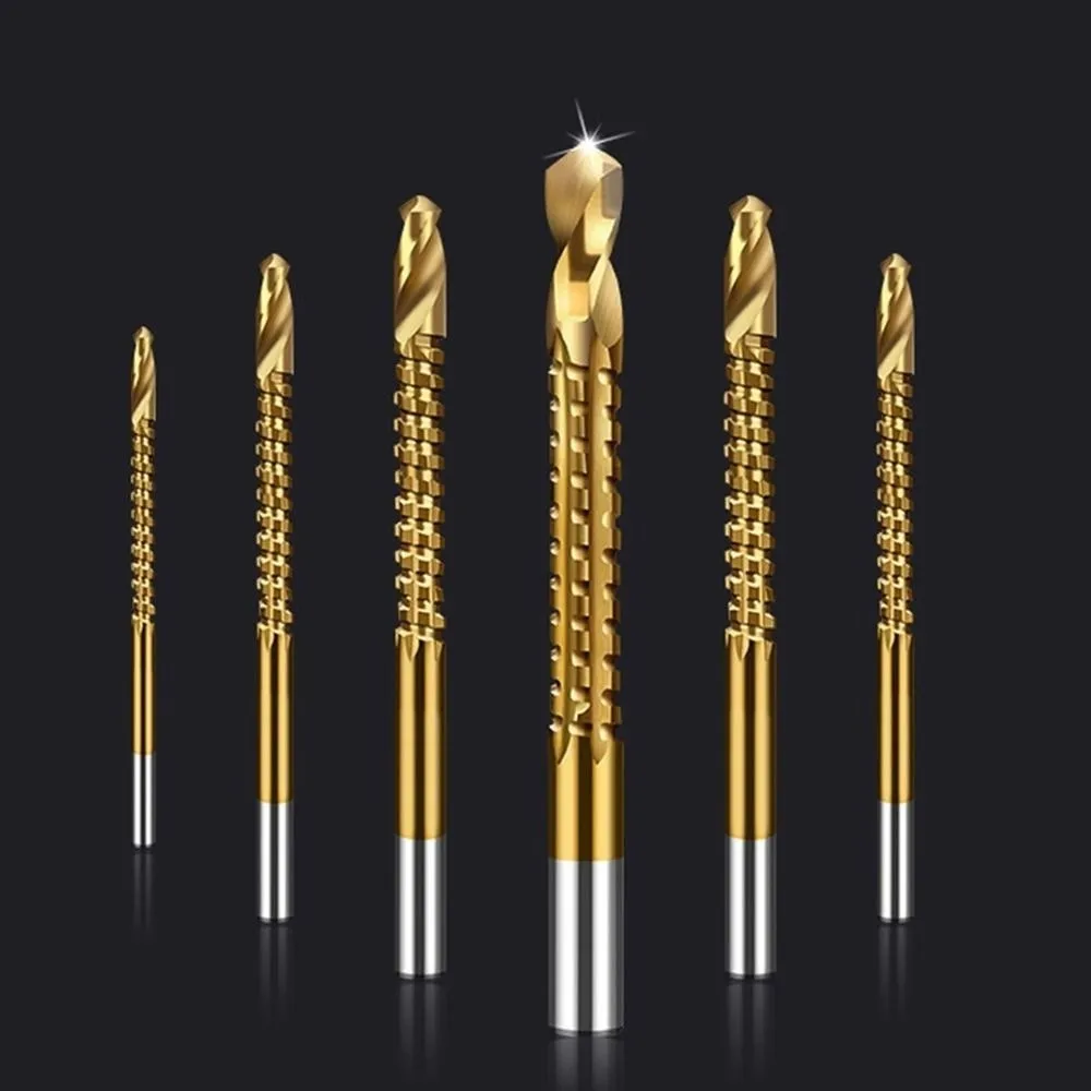 6pcs Multi-functional Twist Bore Bits 3-8MM Straight Shank Grooving Drills Hole Opening Steel HSS Drill Bits Thin Iron Plate