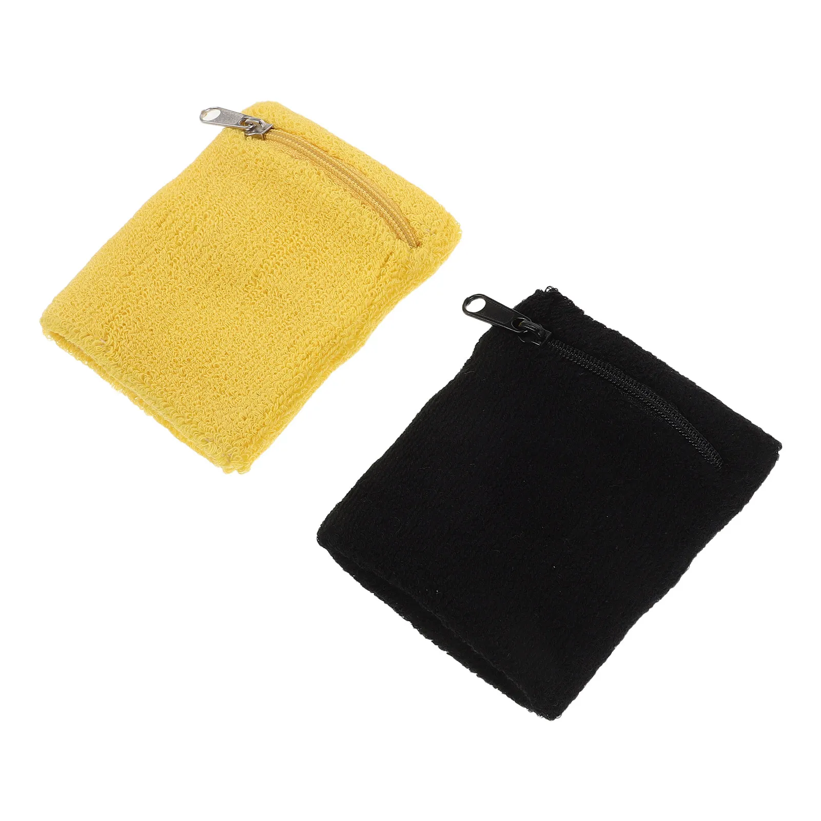 

2Pcs Wrist Wallet Zipper Cotton Sweatband Running Hiking Gym Key Card Cash Storage Bright Colors Lightweight Sports Wrist Pouch
