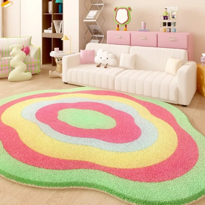 Pink Cute Living Room Carpet Special-shaped Dopamine Non-slip Plush Rug Home Decoration Irregular Bedroom Bedside Floor Mat 러그