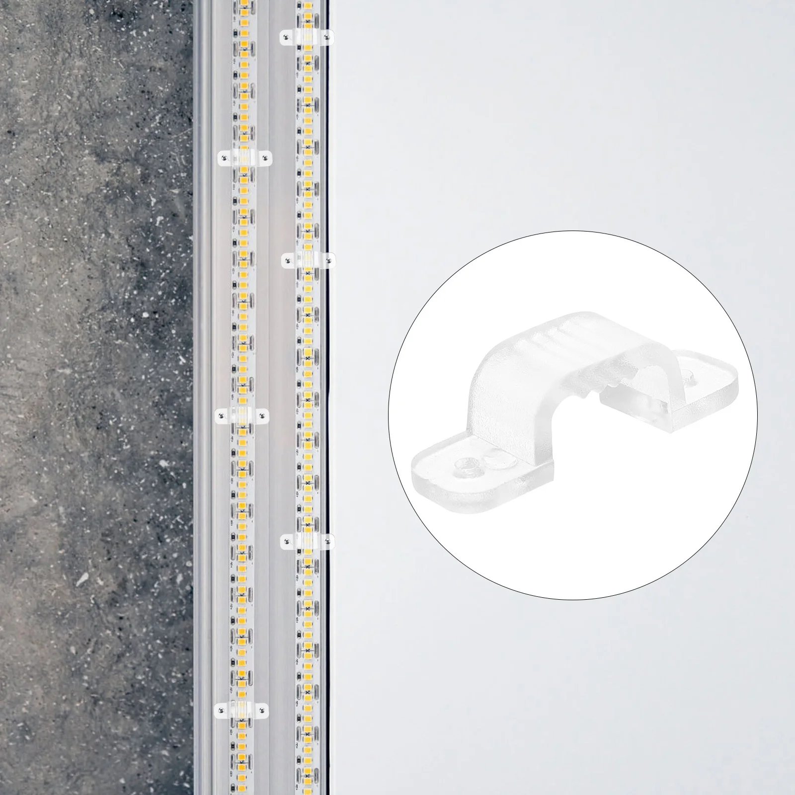 

100Pcs LED Strip Lights Fixing Clips Durable PVC Holder Clips Tape Light Fastener Mounting Brackets Tape Lights Holder