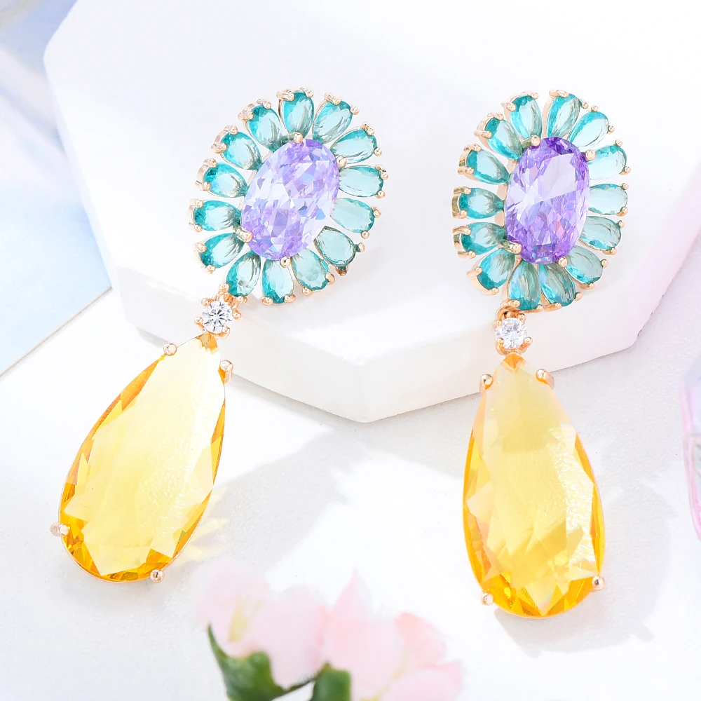 

Missvikki New Luxury Big Dangle Earrings for Women Bridal Wedding Multicolor CZ Bijoux High Quality Brand Gorgeous Trendy