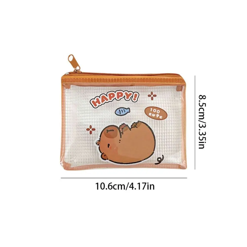 กระเป๋าสตางค์ dompet koin capybara แบบมีซิปกระเป๋าใส่บัตรเครดิต PVC กระเป๋าใส่เงินโปร่งใสลายการ์ตูน Capybara