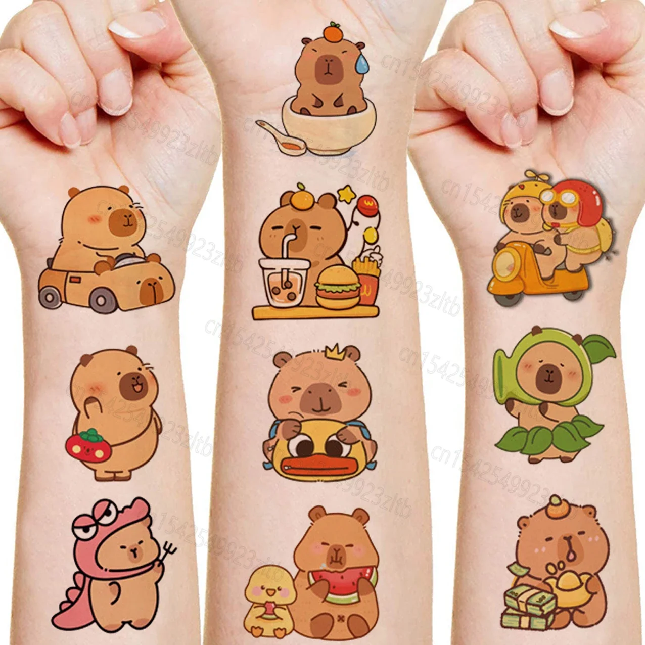 20pcs Kawaii Capybara Tattoo Stickers Cute Cartoon Animal Kids Happy Birthday Party Temporary Tattoos Decoration Toys Gift