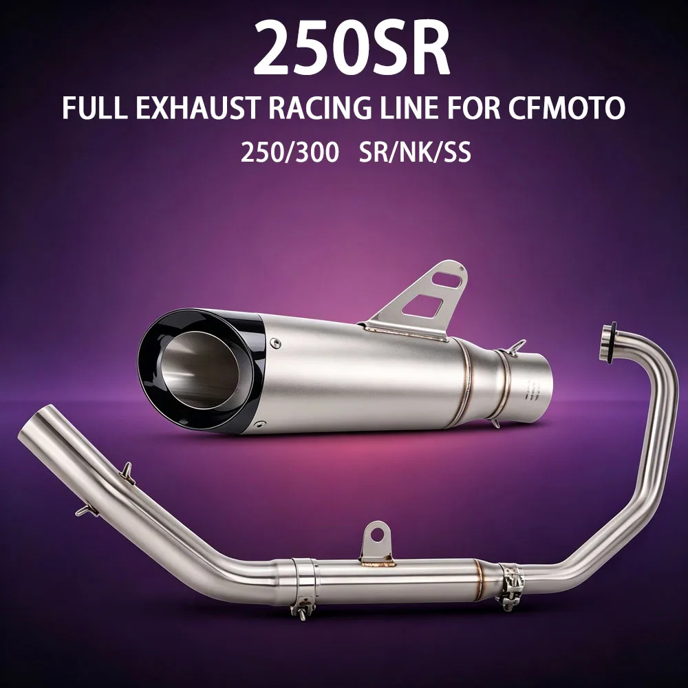 For CFMOTO 250SR 300SR 250NK 300NK 250SS 300SS Motorcycle Exhaust Full System Kit Front Manifold Connect Double Layers Muffler