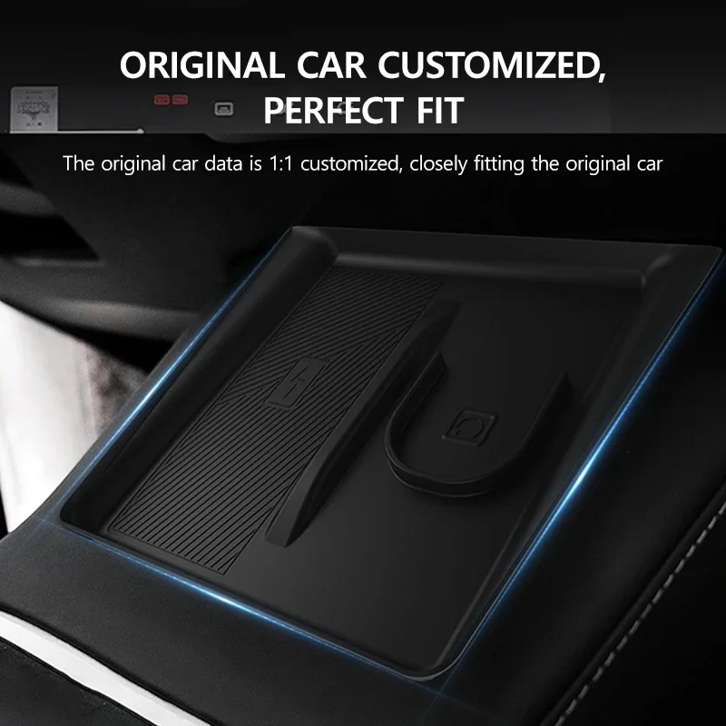 Car Wireless Charging 2 in 1 Silicone Pad for Tesla Model Y Juniper Phone Earphone Anti-slip Protector Mat Auto Accessories