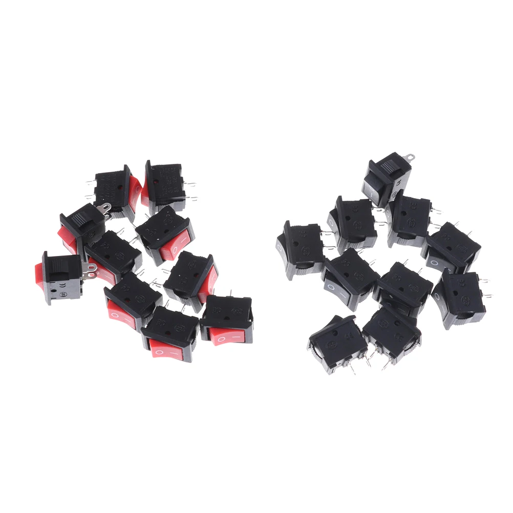 10 teile/los 3A AC 250V Rocker Schalter 2 Pin 10x15mm SPST ON/OFF Löten Terminal boot Rocker Push Button Schalter