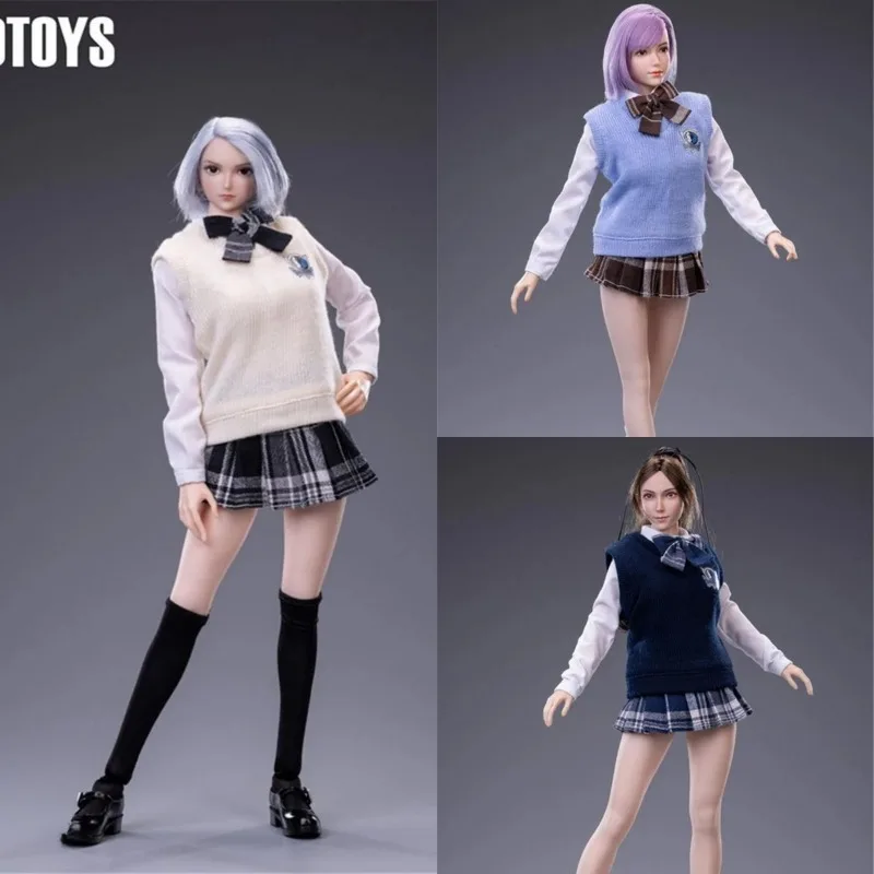 

Cdtoys Cd030 1/6 Girl Students Knitted Vest Shirt Pleated Skirt Shoes Clothes Set Clothes Model for 12'' Female Soldier Body Toy
