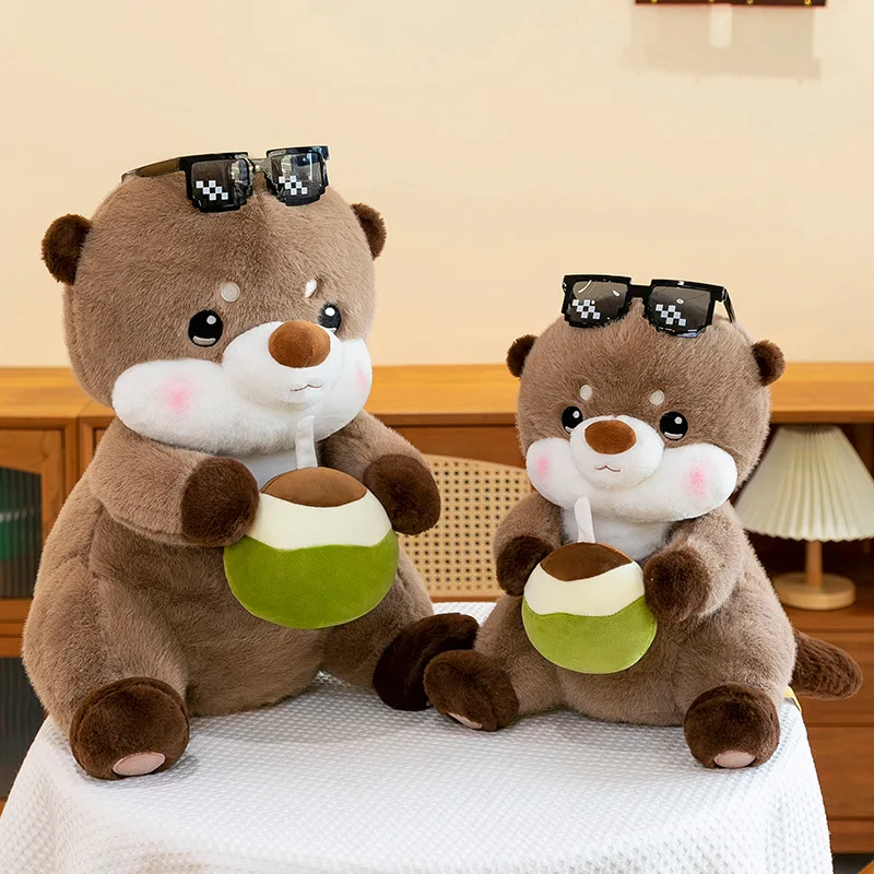 Kawaii Capybara fille boire du jus de noix de coco en peluche poupée en peluche mignon câlin bébé enfants anniversaire cadeau de noël pour les filles