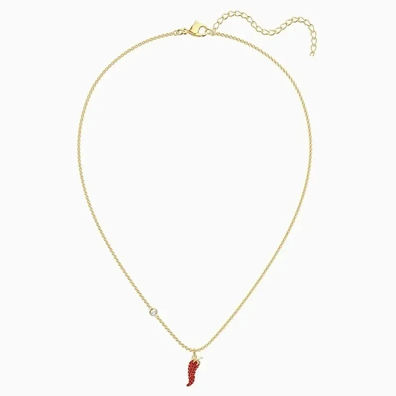 2024 New Fashion Style Jewelry Lisa Bell Pepper Pendant Necklace Gold Lucky Red Pepper Decorative Pattern Crystal Exquisite Gift