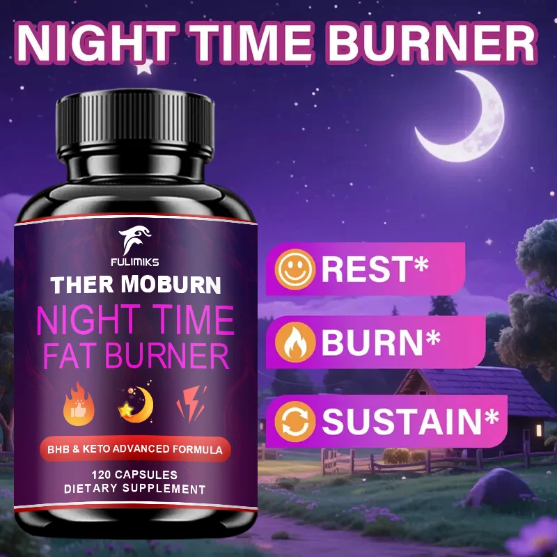 Night Time Fat Burner Pills, with Thermogenic Green Tea, White Kidney Bean Extract, Support Sleep Quality, Uppresses Appetiteat view 4