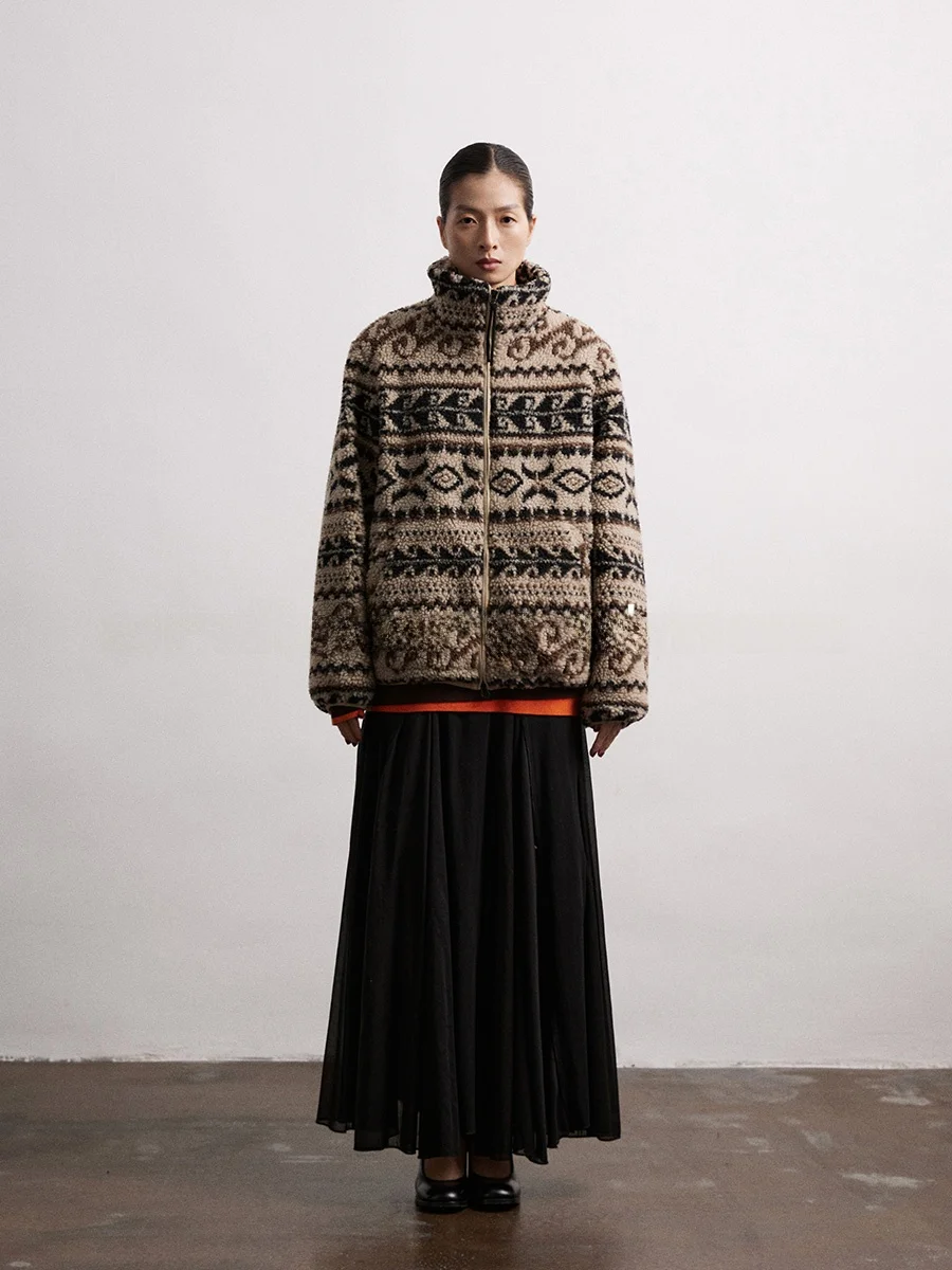 

Куртка OrdinaryTimes Fce Lined Tfeta Jaet с геометрическим узором, для повседневной носки, с длинными рукавами, на молнии, стандартный крой, из полиэфирного волокна