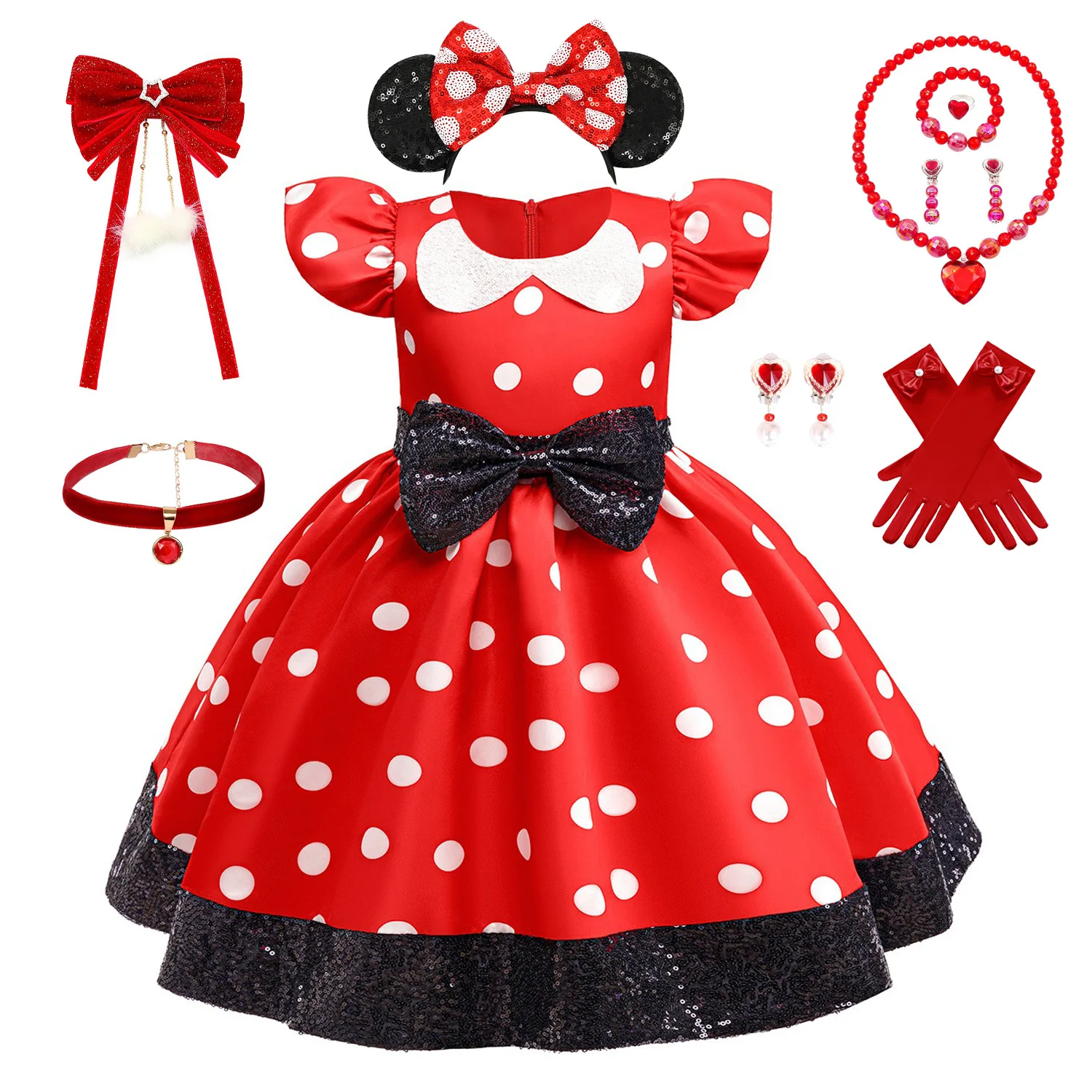 

AmyStylish Toddler Little Girls Minnie Mouse Cosplay Costume Girls Birthday Party Dress