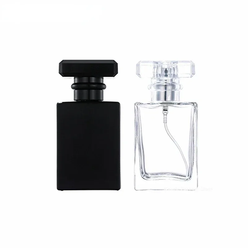 Flcopropriété carré transparent avec couvercle noir pour parfum, d\'extraction aromathérapie portable, verre conviviale ré PMurcia, vaporisateur fin,