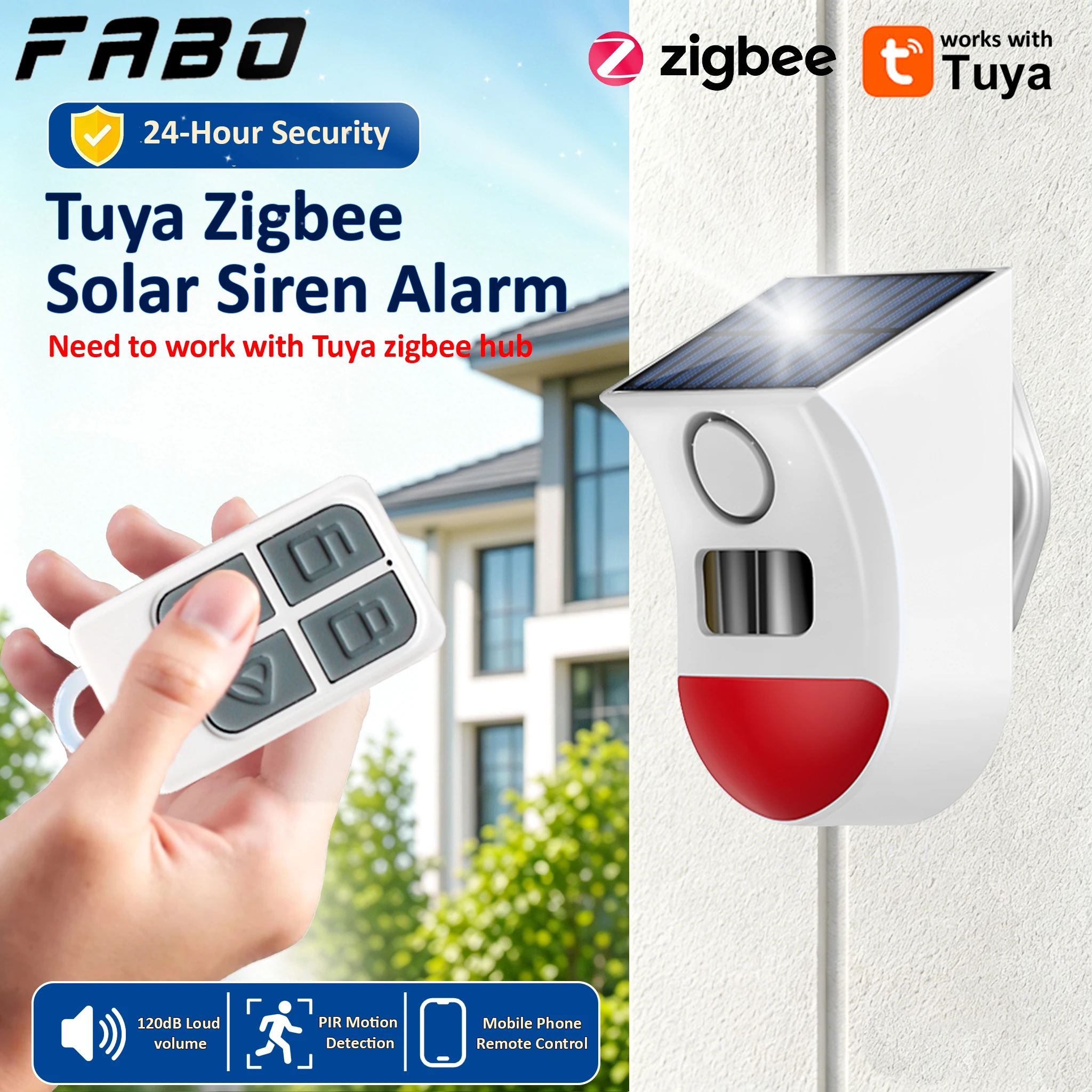 Zigbee Solar Motion Sensor Alarm 2in1 120dB Smart Life APP R