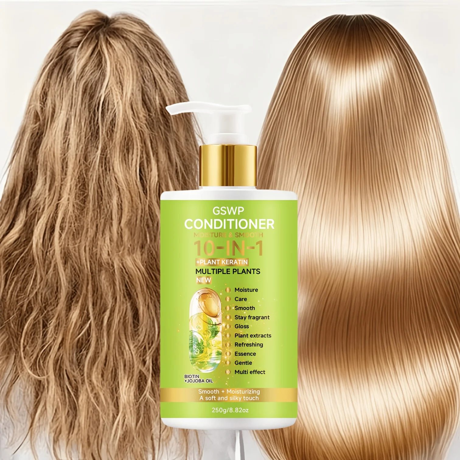 Acondicionador GSWP 10 en 1 que fortalece y protege el cabello seco y dañado, hidrata profundamente y suaviza el cabello seco. 250g/500g