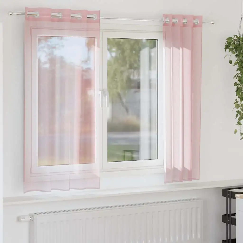 Voile-Vorhänge mit Ösen, 2 Stück, hellrosa, 140 x 140 cm, Vorhang für Fenster, Schlafzimmer, Küche, Wohnzimmer, Hausdekoration