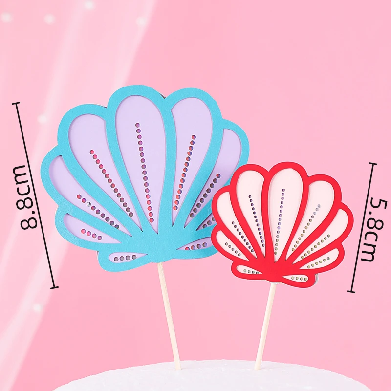 Meerjungfrau Kuchen Topper Regenbogen Schwanz Shell Schloss Tisch Ornamente Prinzessin Mädchen Baby Party Liefert Seestern Auto Kuchen Dekorationen – Detail 29
