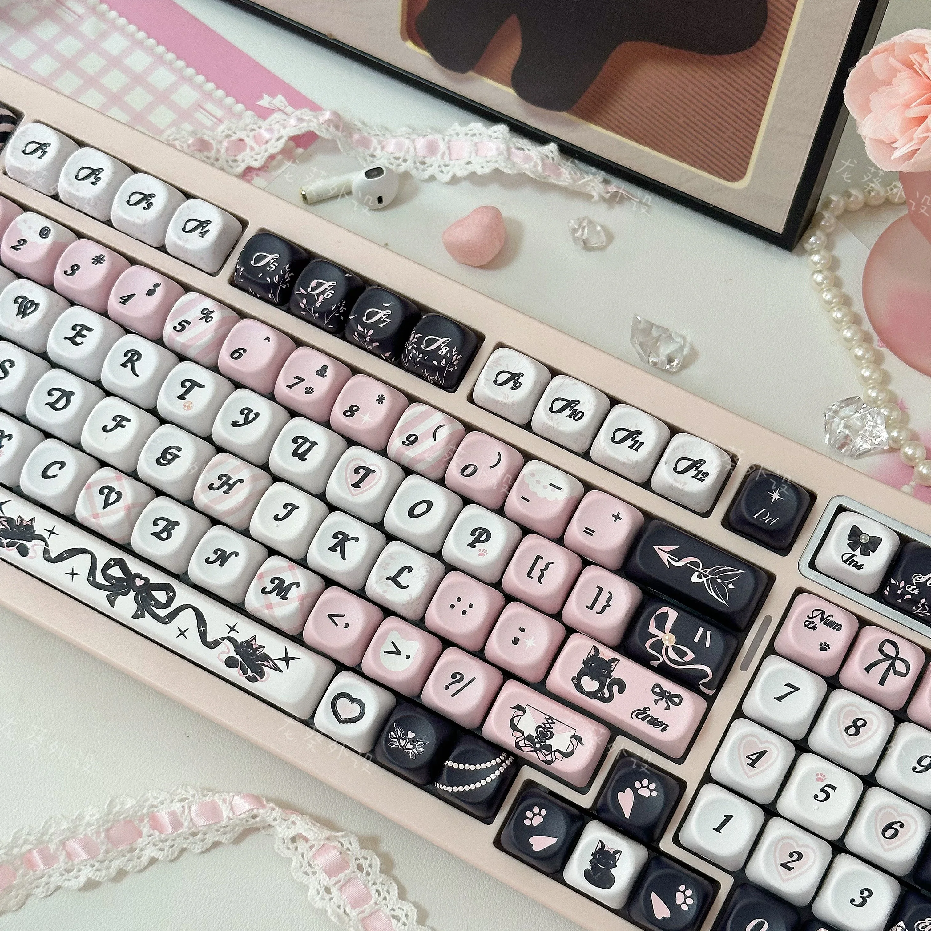 

MDNG Bow Meow Moa Cute round Five-Sided Hot Sublimation PBT Keycap for Mechanical Keyboard Single Keycap