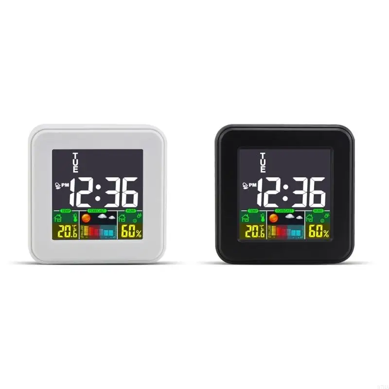 Colorful LCD Digital Alarm Clock With Build In Hygrometer Thermometers & Touches Control Touches Control Alarm Clock for 87HA