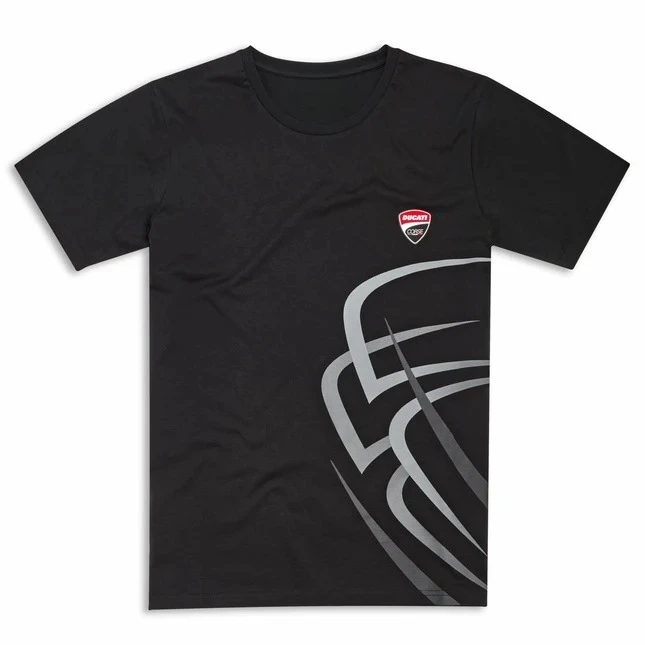Image of Herren Motorrad T-Shirt DUCATI CORSE Schild Logo Farbverlauf Grafik Kurzarm-Shirt Biker Rider Casual Motorrad Streetwear Oberteil