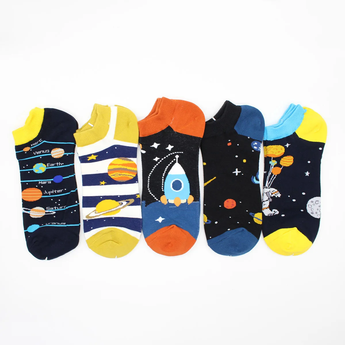 5 Pairs Novelty Fashion Colorful Casual Ankle Short Socks Harajuku Grid Space Cotton Happy Funny Women Men Socks Size EU39-46