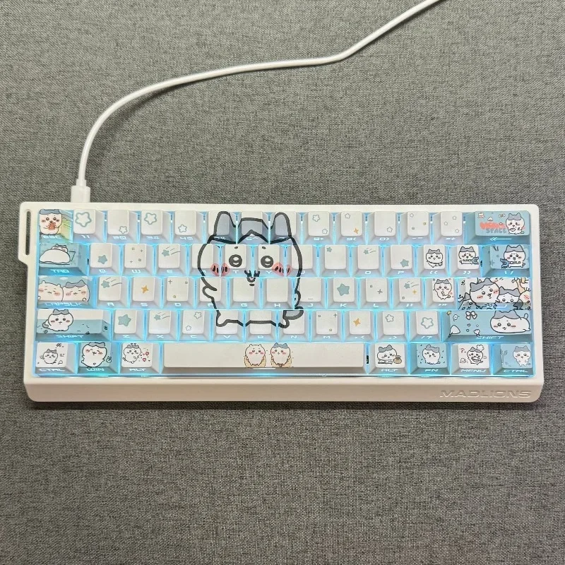 New Hachiware Keycaps Original Side Print Translucent PBT Dye Sub For Magnetic Axis Mechanical Keyboard Personalized Keyboard