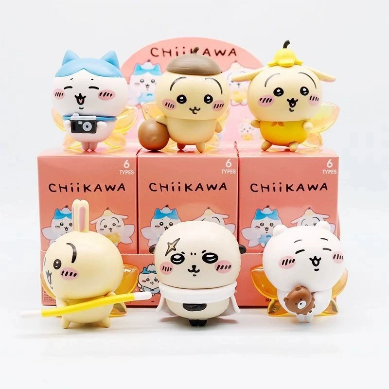 6 Stück Chiikawa Anime Cartoon Kawaii Hachiware Usagi Blind Box Happy Partner Figur Desktop-Puppe Ornamente Geschenk für Freunde – Detail 1