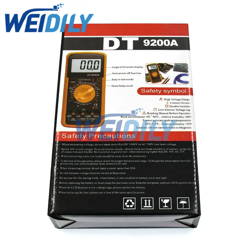 DT9205A Digital Profesional Multimeter AC/DC Transistor Voltage Tester Electric NCV True RMS Analog Auto Range Multimetro New