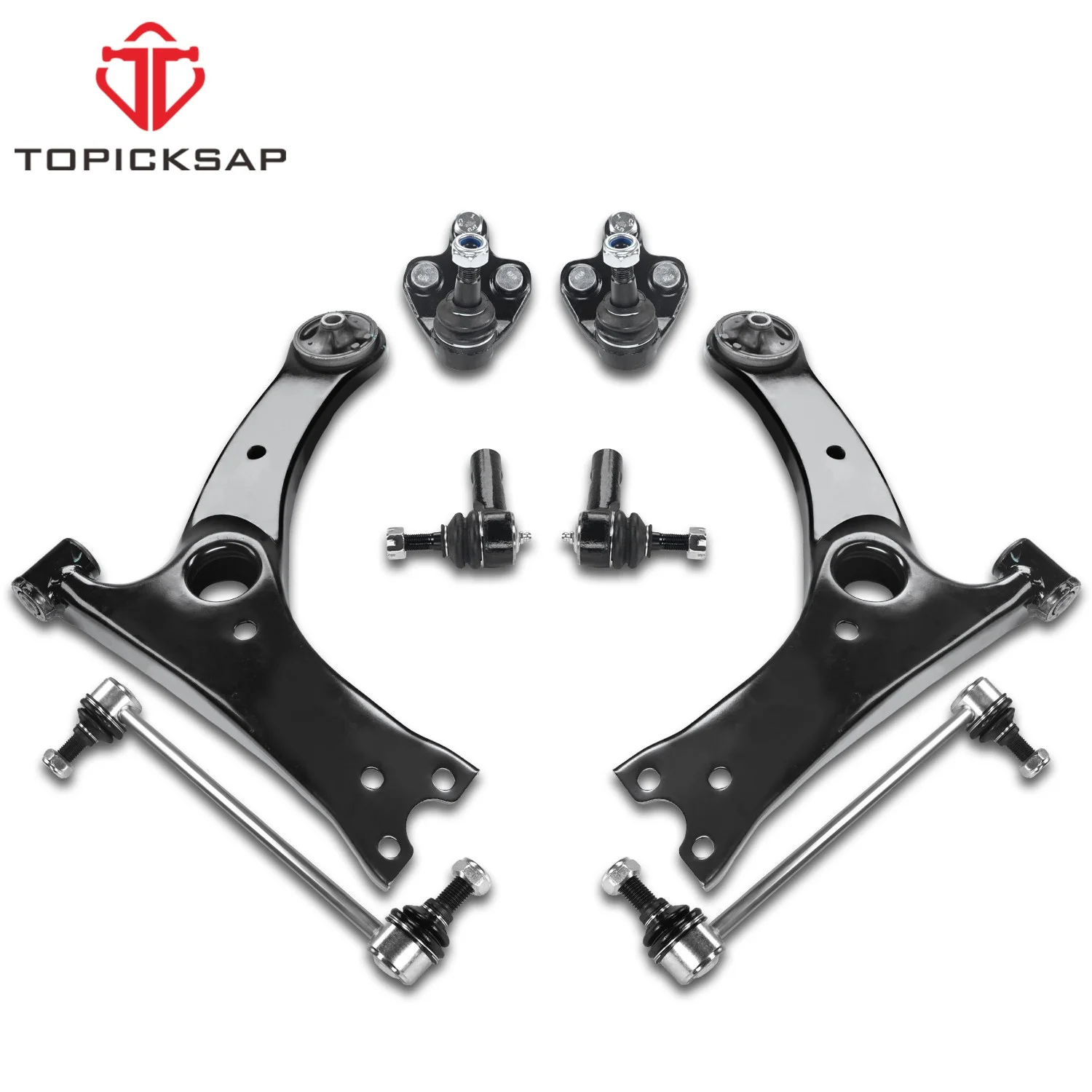 

TOPICKSAP 8pcs Suspension Front Lower Control Arm Stabilizer Link Ball Joint Tie Rod Kit for TOYOTA MATRIX PONTIAC VIBE 2003-08