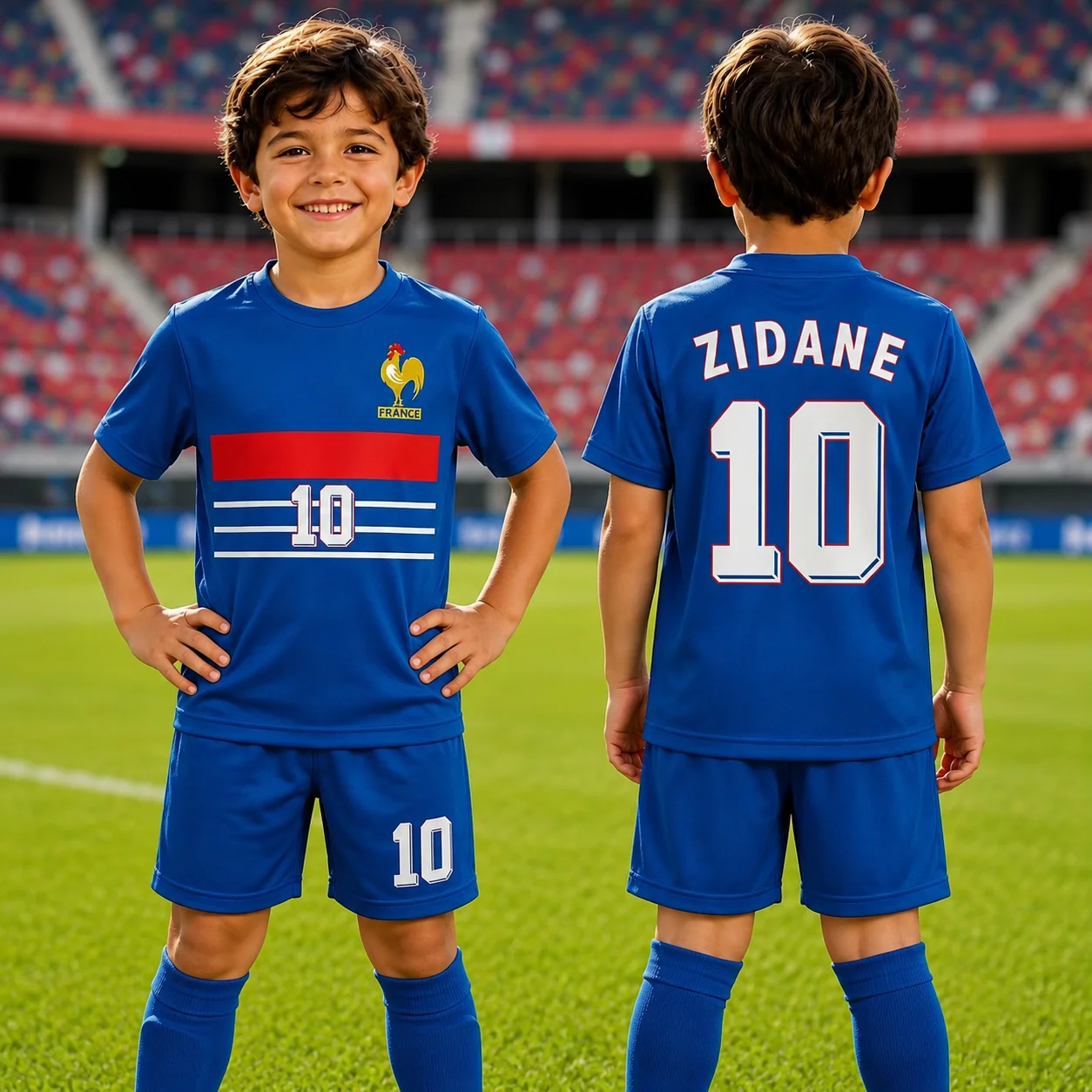 Sommer Frankreich 1998 Zidane 10 Retro-Trikot Lässige Eltern-Kind-Kleidung Lässiger Vintage Atmungsaktiver Zweiteiliger Sportanzug Fan-Geschenk – Detail 5