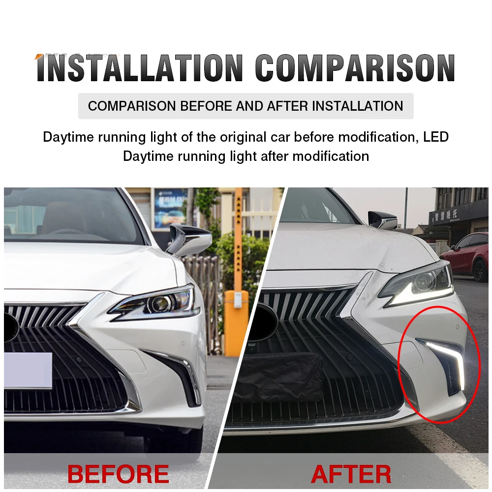 LED Dynamic Turn Signal Daytime Running Light DRL Daylight Fog Lamp For Lexus ES200 ES250 ES300h ES350 2018 2019 2020 2021 2022