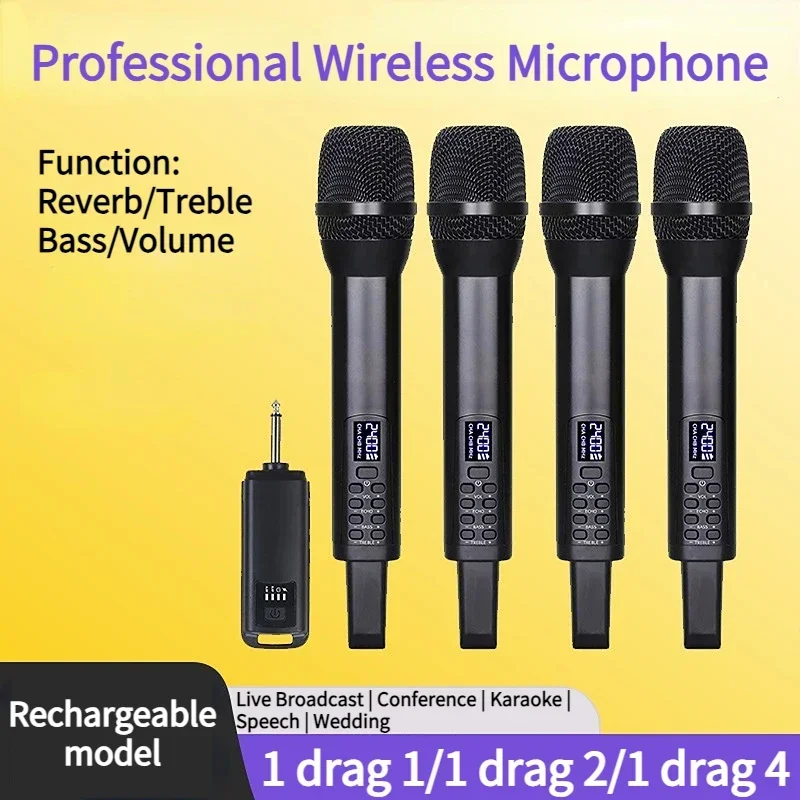 

Recharging Echo Treble Bass 2.4G Wireless Handheld Microphone for Karaoke Wireless System with Handheld Mic Professional Dynamic