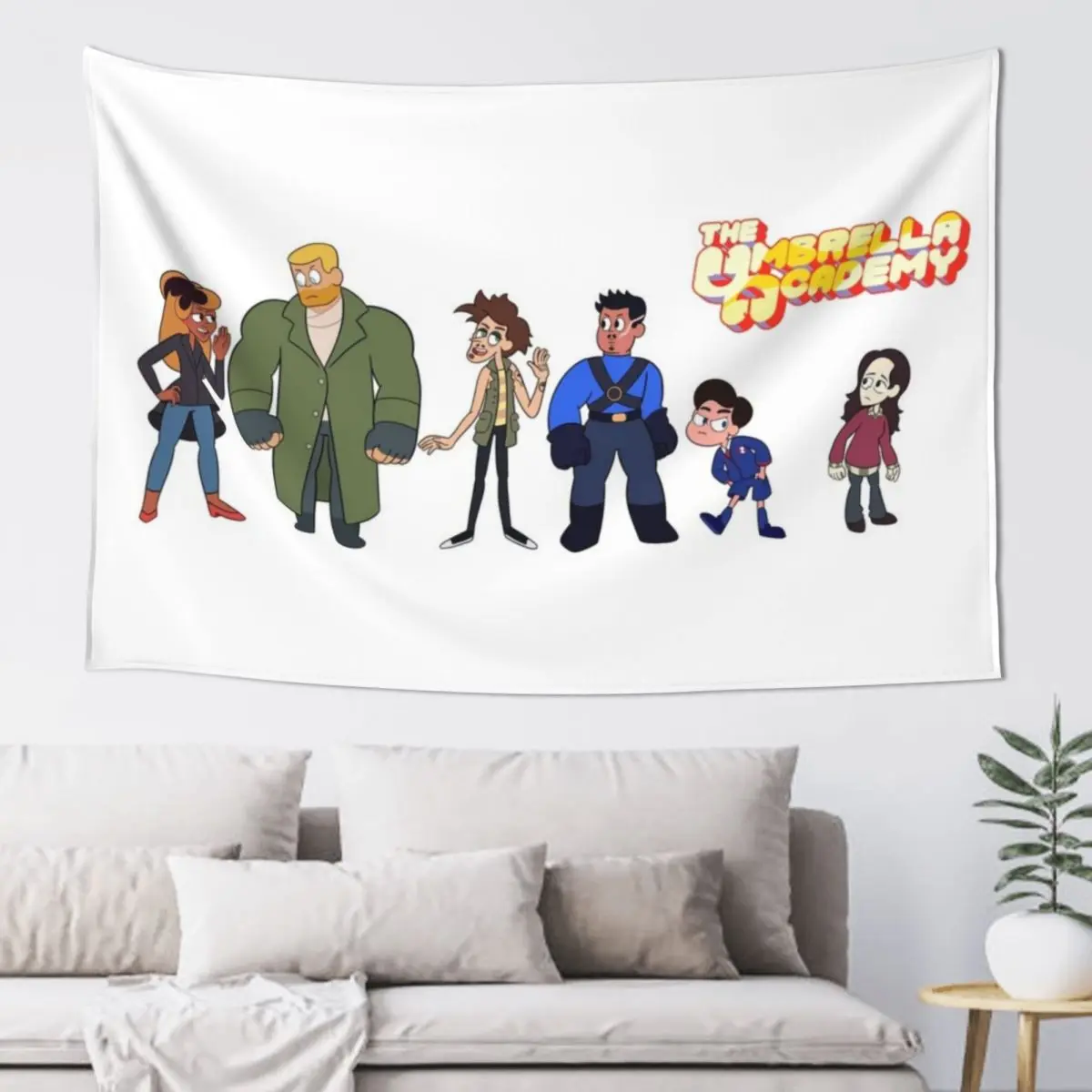 

Cartoon Hargreeves Siblings- Season 1 Tapestry Wall Art Tapete For The Wall Hanging Wall Tapestry