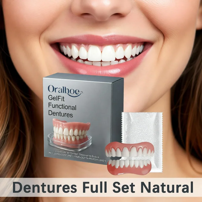 

2026 Soft SiliconeFullSetTemporaryDenturesFalse Teeth Perfect Fit SafeComfortable Easy to Use for Missing Broken Teeth Oral Care