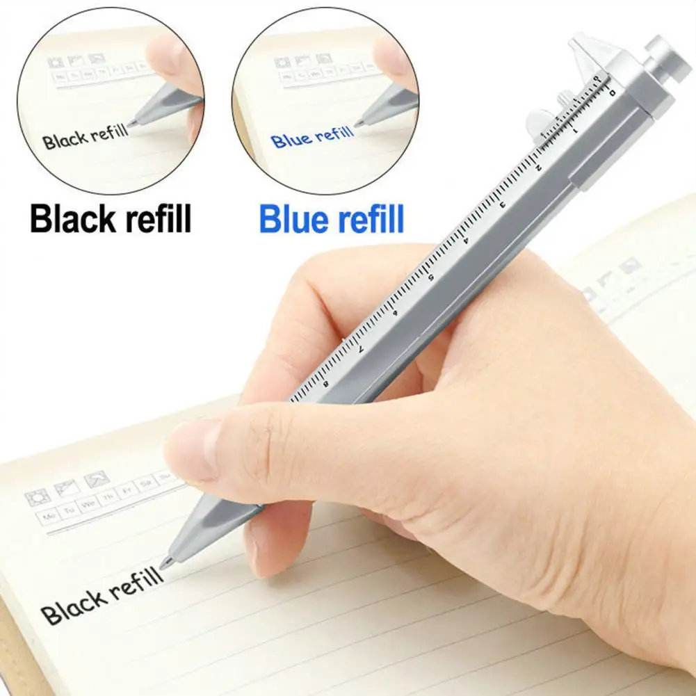 Precision Measuring Gel Pen Vernier Caliper Gel Pen Set Retractable Ballpoint Pens with Metric Ruler Shock-proof for Office