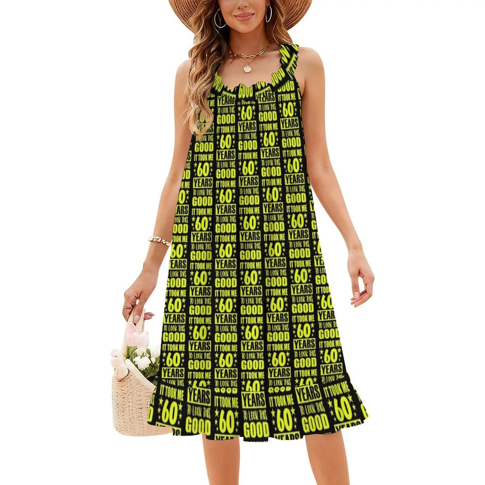 فستان بوهيمي بدون أكمام لعيد الميلاد 60 عامًا و60 عامًا للنساء مطبوع عليه فساتين حفلات الشاطئ بطول 60 عامًا و60 عامًا #4