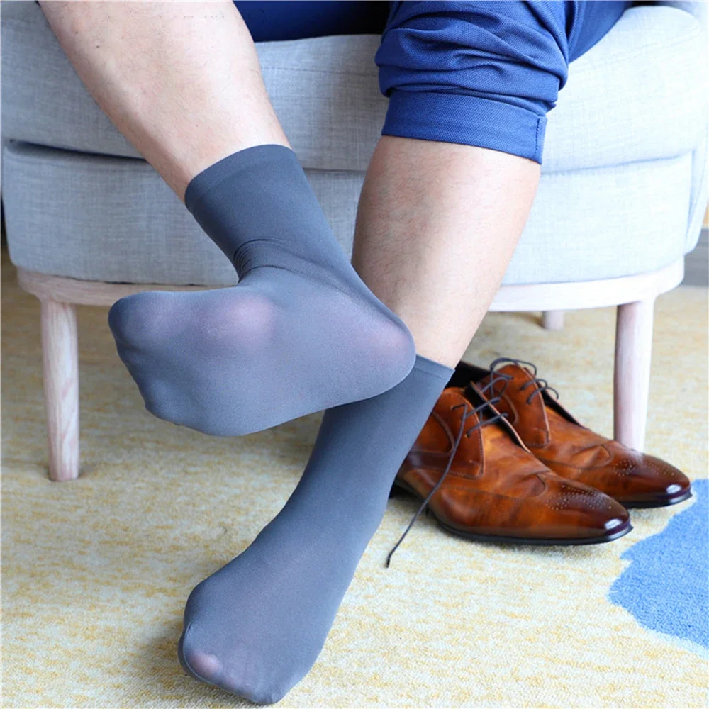 Новинка, мужские толстые носки унисекс, Короткие эластичные ультратонкие шелковистые шелковые чулки, деловые повседневные короткие шелковые мужские носки