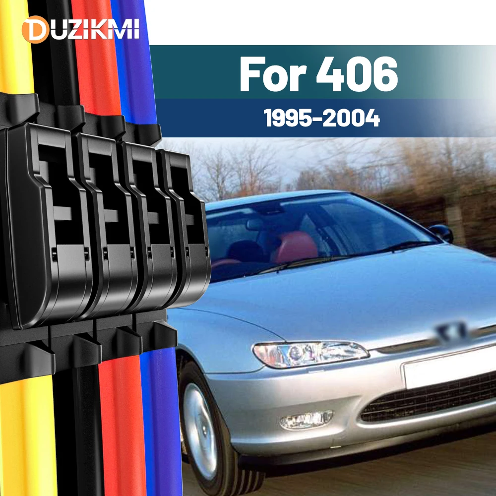 Für Peugeot 406 Coupe 1995–2004 1996 1997 1998 1999 2000 2001 2002 2003 2 Stück Frontscheibe Scheibenwischerblätter Rot Blau