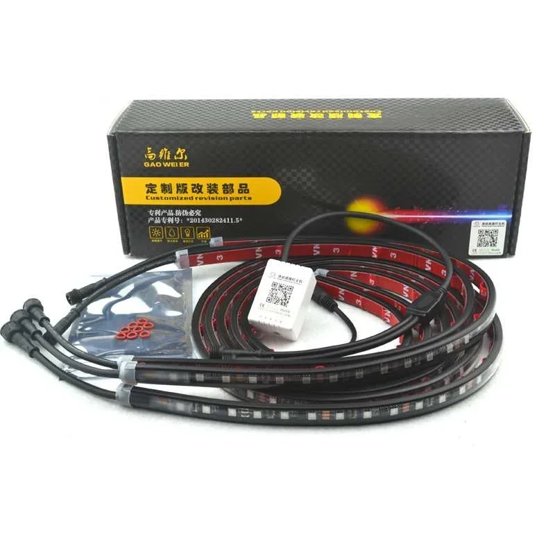 

RQXR led Decorative lights car bottom Chassis lamp phone app bluetooth remote control colors Sequential moving light