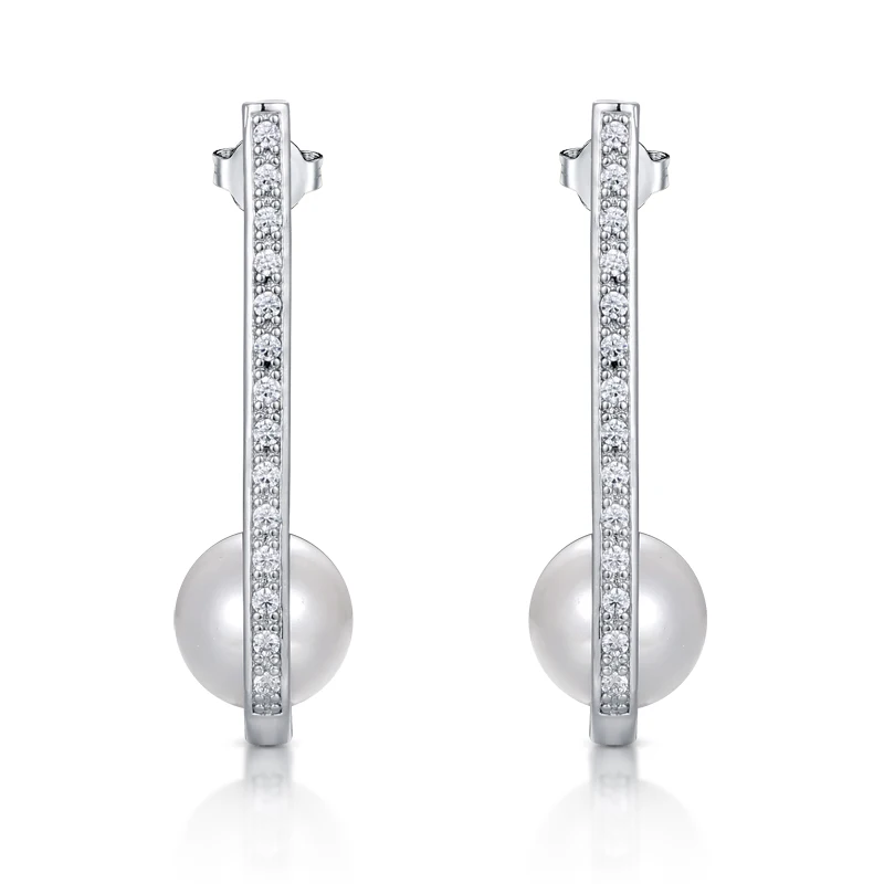 

Small Pearl Saudi Stud Earrings For Women Wedding Cubic Zircon Crystal CZ Dubai Indian Bridal Earrings