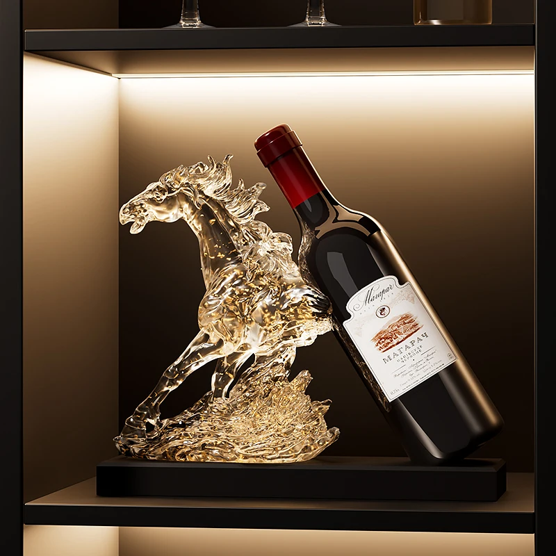 Modrn Art Home Decor Creative Wine Rack Luxury Living Room Dining Wine Cabinet Ornament Horse Figurine Wine Bottle Holder Gift