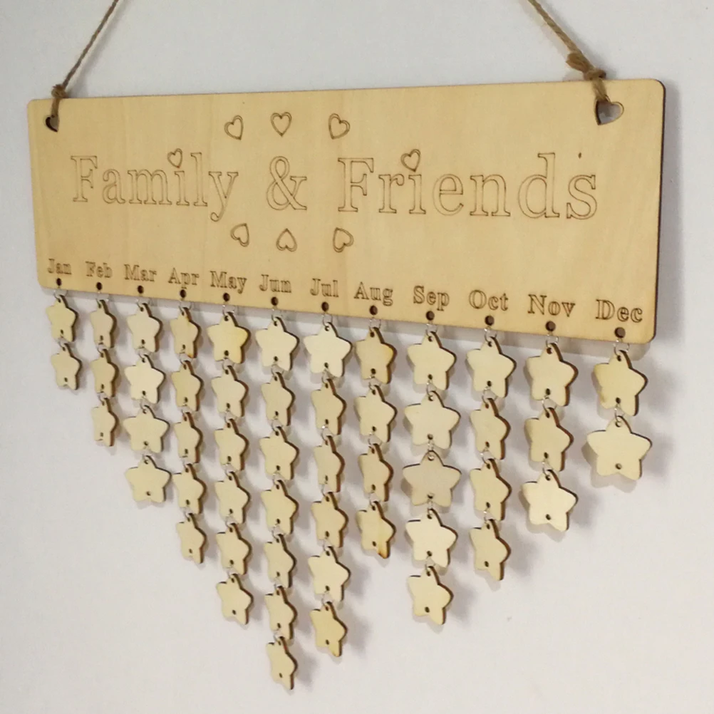 

Decoration Wooden Calendar Board Birthday Reminder Hanging Tracking Device Plaque Dad