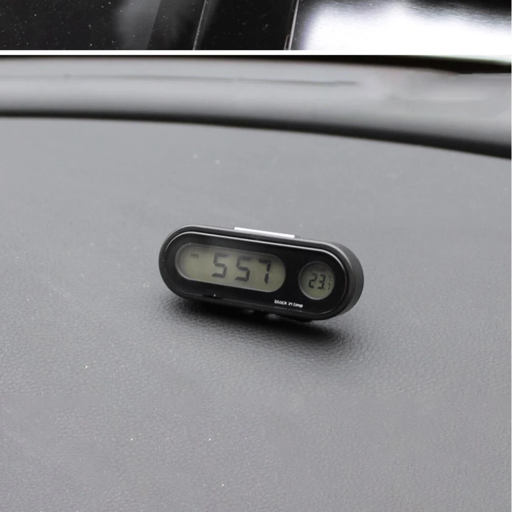 

Thermometer Mini LCD Dashboard Temperature Meter Electronic Desk Clock Vehicle Mounted Auto Car Dash Clock