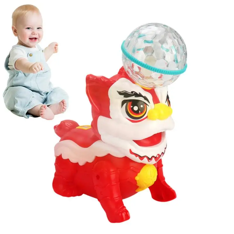 Chinese Dancing Lion Toy Lion Dance Electric Toys Rotating Dancing Toys Learning Toys With Music Moving Interactive Kids Toy For