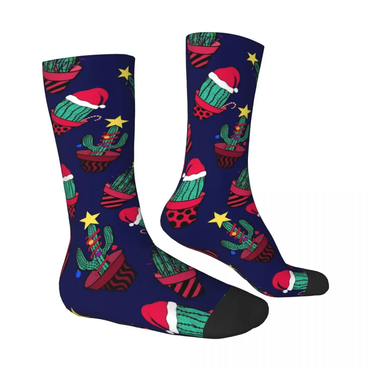 Cute Cactus Print Stockings Women Men Tree Christmas Socks High Quality Gothic Socks Spring Cycling Anti-Slip Socks Gift Idea